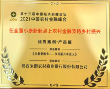 <b>米脂农商银行荣获2021中国农村金融峰会“优秀案例获选单位”称号</b>
