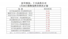<b>1月26日起 汉中部分跨市客运班线恢复运营</b>