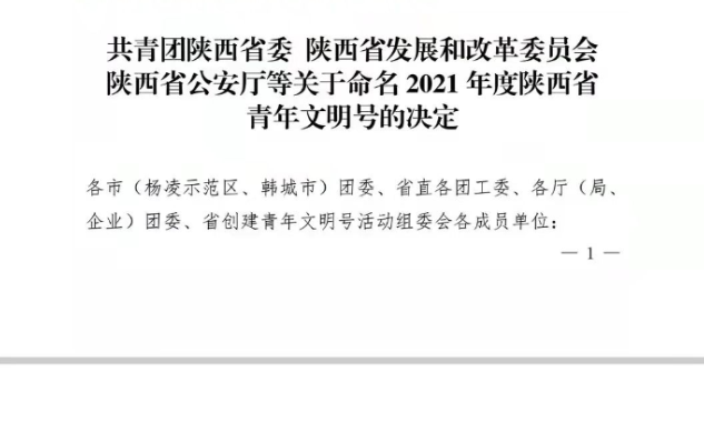 <b>米脂农商银行营业部荣获“2021年度陕西省青年文明号”荣誉称号</b>