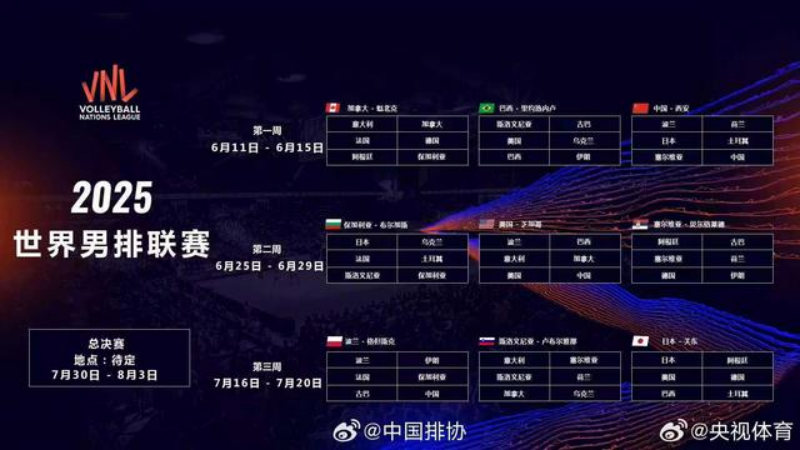 <b>世界男排联赛赛程公布 分站赛落户西安</b>