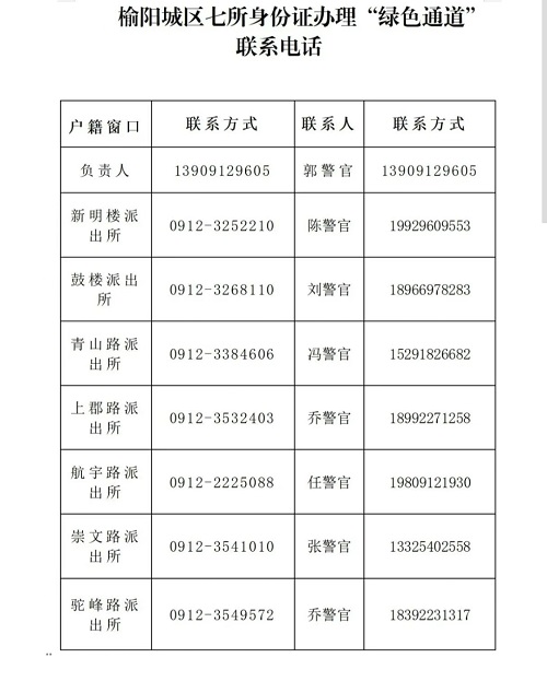 <b>@榆林考生 公安榆阳分局已开启身份证办理“绿色通道”   </b>